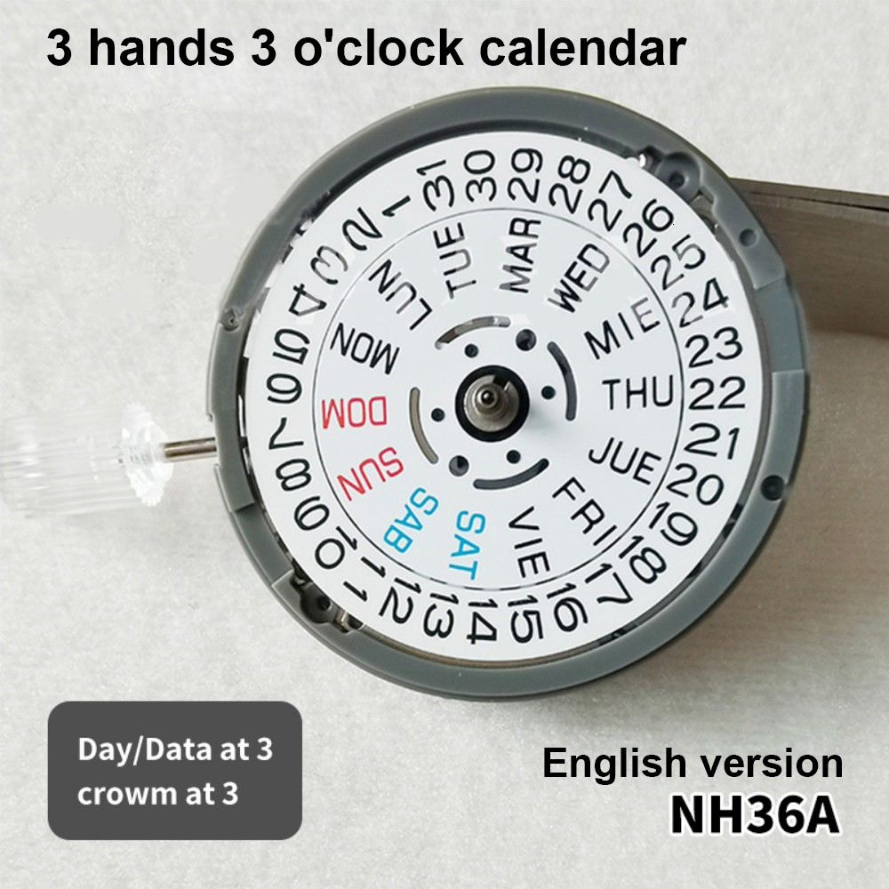 Premium Automatic Movement NH36/NH36A Self-winding Mechanical Quick Date/Day Setting 24 Jewels Japan Watch Replacements 3H/3.8H