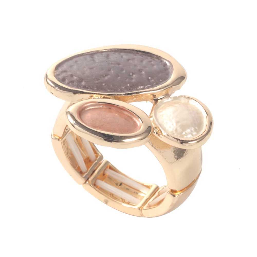 Fashion Drip Oil Geometric Flower Rings for Women Accessories Trendy Elastic Adjustable Wide Gold Color Ring Party Jewelry Gift y250730