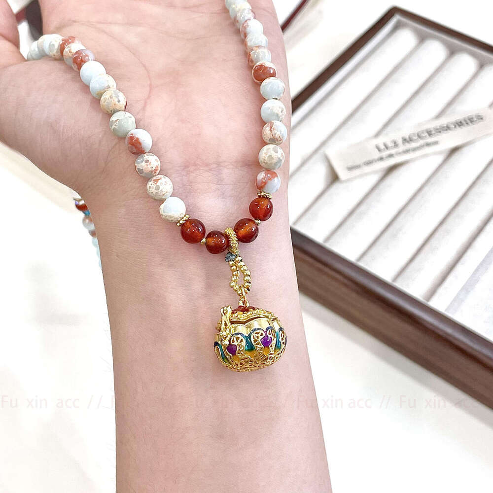 New Chinese Style National Trend Light Niche Natural Crystal Jade Necklace Women's Bracelet Accessories Incense Burner Openable 630