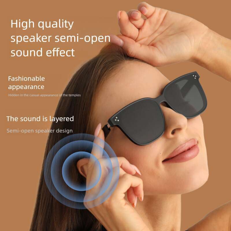 DHcollections Smart Bluetooth Audio Sunglasses - UV400 Polarized, Hands-Free Calls/Music, Fast Charge, 10H Playtime (Black/Gray)