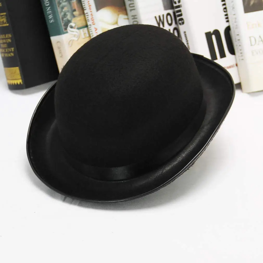 GEMVIE Classic Black Felt Derby Hat Lightweight Bowler Hat Novelty Costume Hat for Party Dress Ups 250730