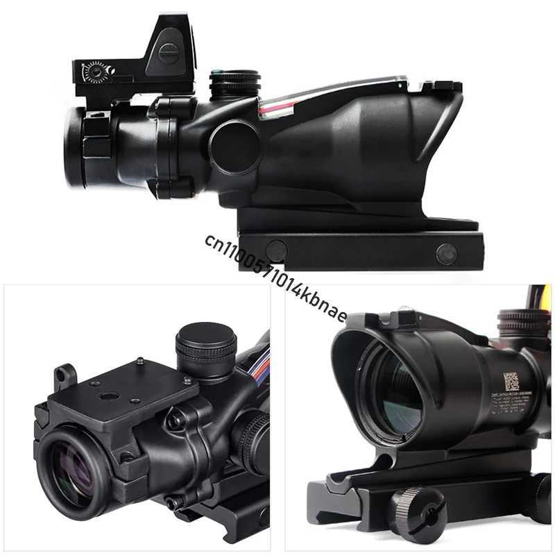 4X32OG Rifle Scope with Red Dot Sight Dual Illuminated Chevron Etched Reticle Optic for Hunting AR15 20MM Rail R250730