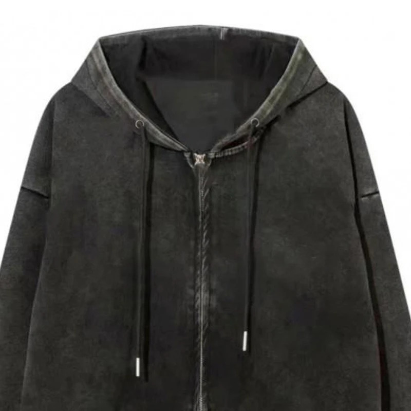 Acid Wash Women Fashion Casual Hoodies Autumn Winter Y2k Coat Washed Vintage Streetwear Versatile Loose Pockets Outerwear 250731