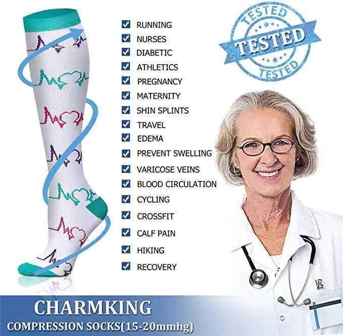 58 Styles Compression Socks Fit For Men Women Nurse Medical Edema Diabetes Varicose Veins Running Hiking Breathable Sports Socks Z250731