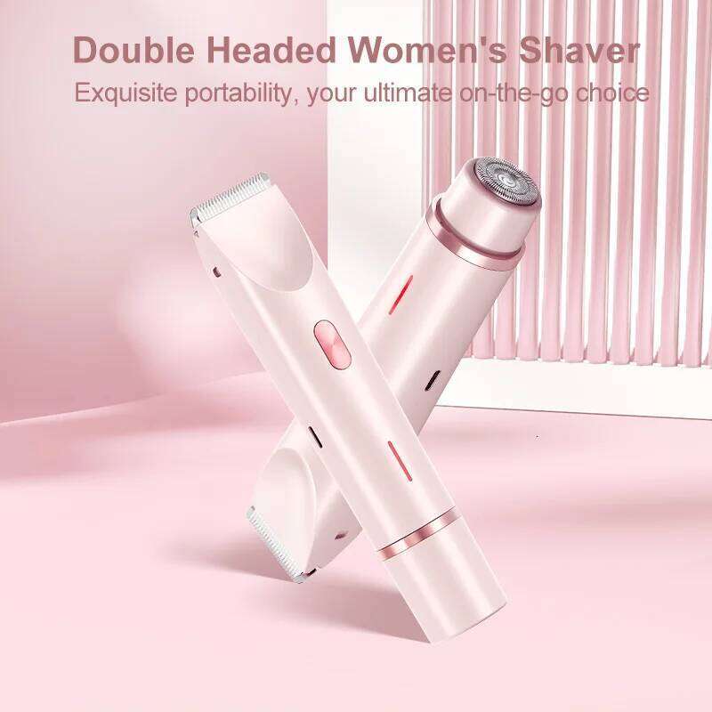 Dual Electric for Women Waterproof Wet & Dry Razors 2 in 1 Bikini Hair Trimmer Detachable Head Shaver
