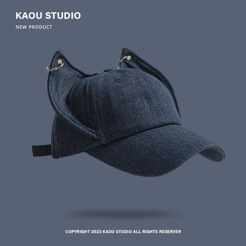 Niche Y2k Personality Cute Fox Ears Cowboy Baseball Cap Mens and Womens Metal Buckle Trend Sunshade Adjustable Hip Hop Hat 250730