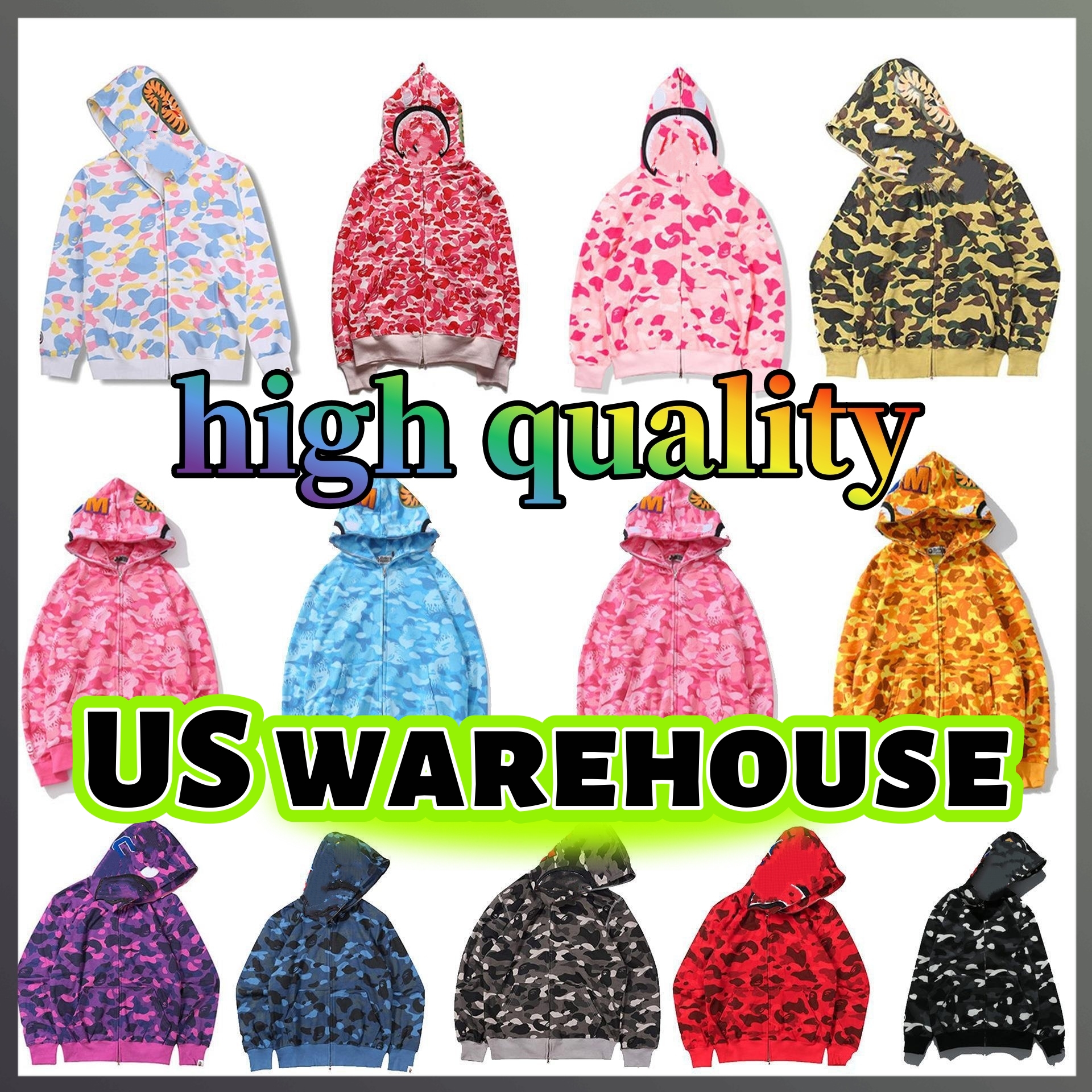 bapp mens hoodies designer hoodie men shark print hoodie Harajuku long sleeve zip up overshirt Print Sweatshirt Casual streetwear fashion clothing daily outfit01