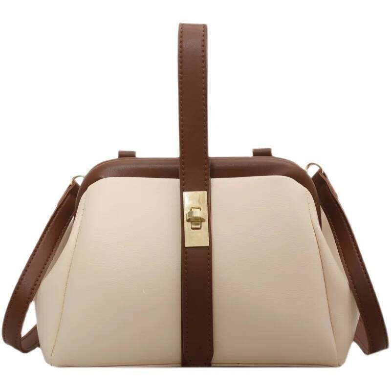 Retro ell aped Crossbody Women's Handbag Ins Sle Soft PU Leather Korean Faion Pure Color Lo Bule Clutch Bag