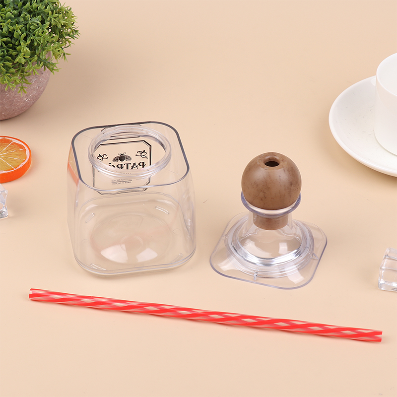 Designer 375ml Mini Tequila Bottle With Straw Hole Acrylic Reusable Cup Luxury Small Patron Bottle Empty For Drinking Kitchenware