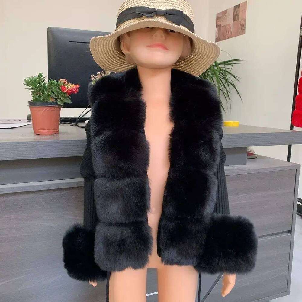 Children's Faux Fur cardigan autumn and winter girls' Faux Fur knitted cardigan fashion big children's sweater fur coat