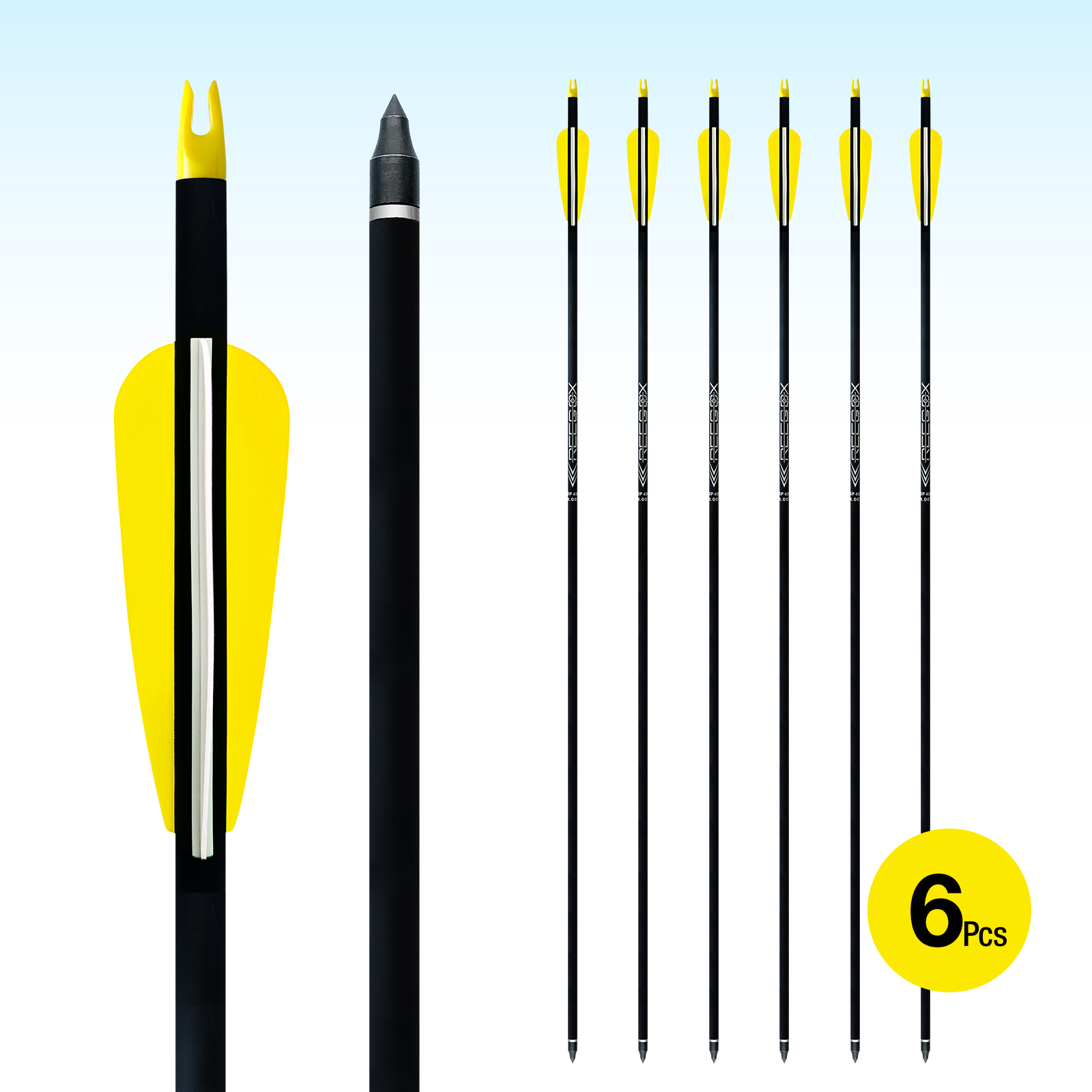 Hunting Arrows 30inch Carbon Arrows for Archery 6.2mm Targeting Arrows (Pack of 6)