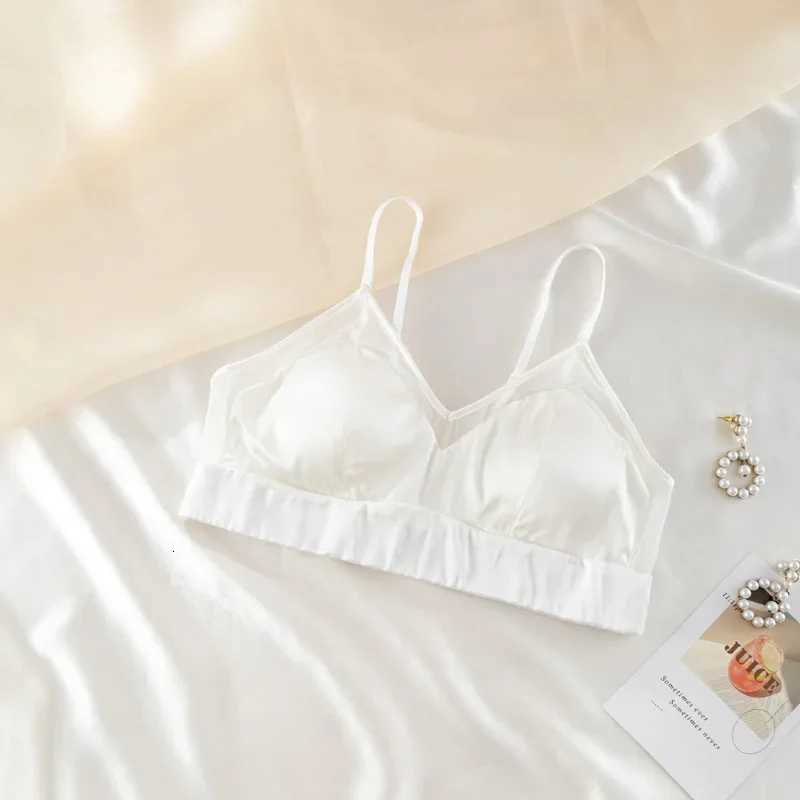 Womens Summer Mulberry Silk Satin French Solid THin SmooTH Silk 3/4 Cup Underwear Ladies Bra Z250730