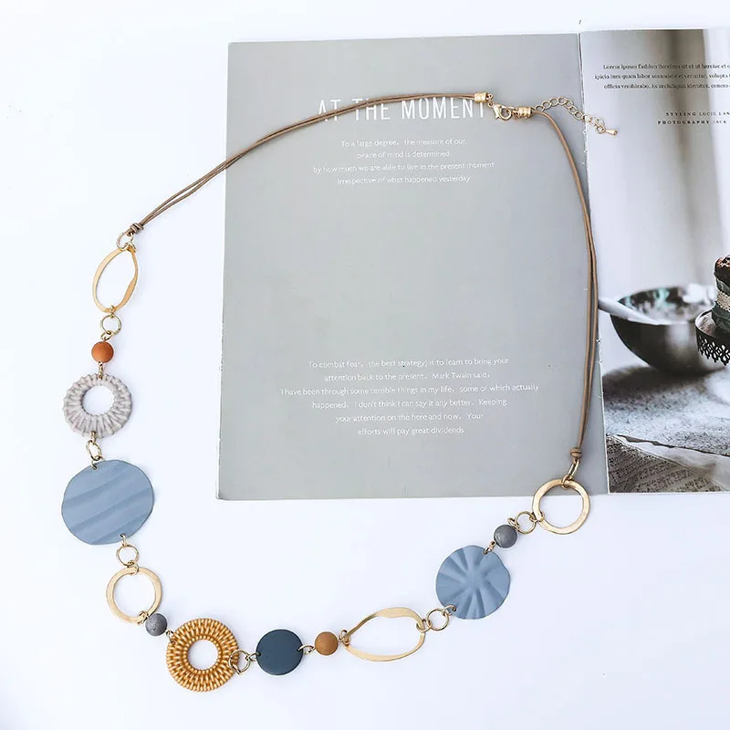 Kaseakia Big Large Resin Hoop Chain Sweater Long Necklace for Women Fashion 250729