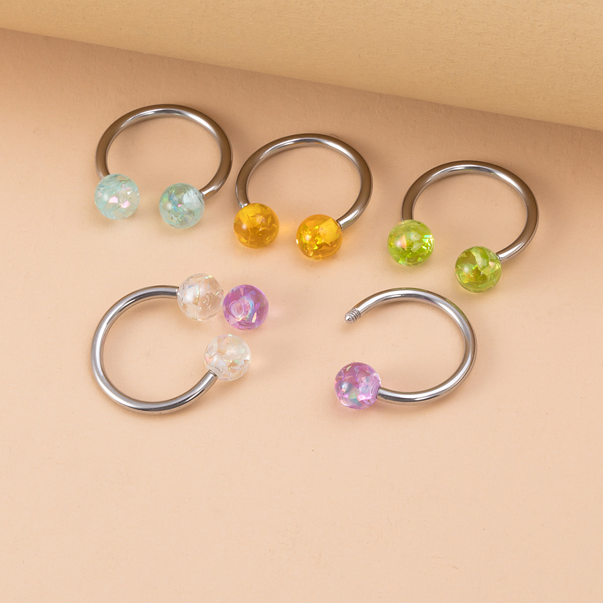 Aobao glitter horseshoe ring, stainless steel lip ring, human puncture jewelry, ear bone ring wholesale