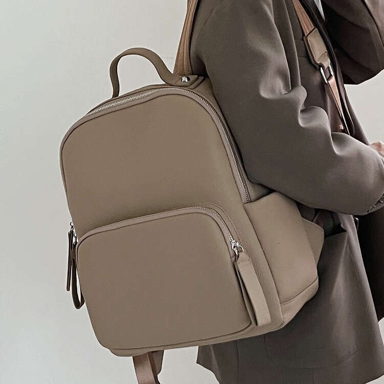 New Top Layer Cowhide for Women Large Capacity ISN Style Student Travel Backpack designer bag B5