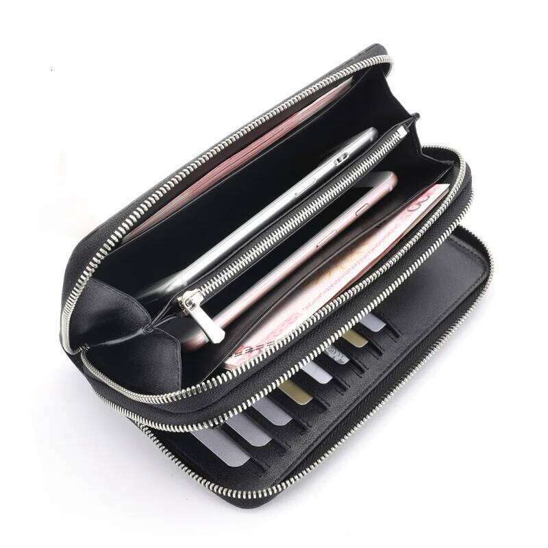 Luxury designer new crocodile men's double zipper long retro leather hand wallet niche