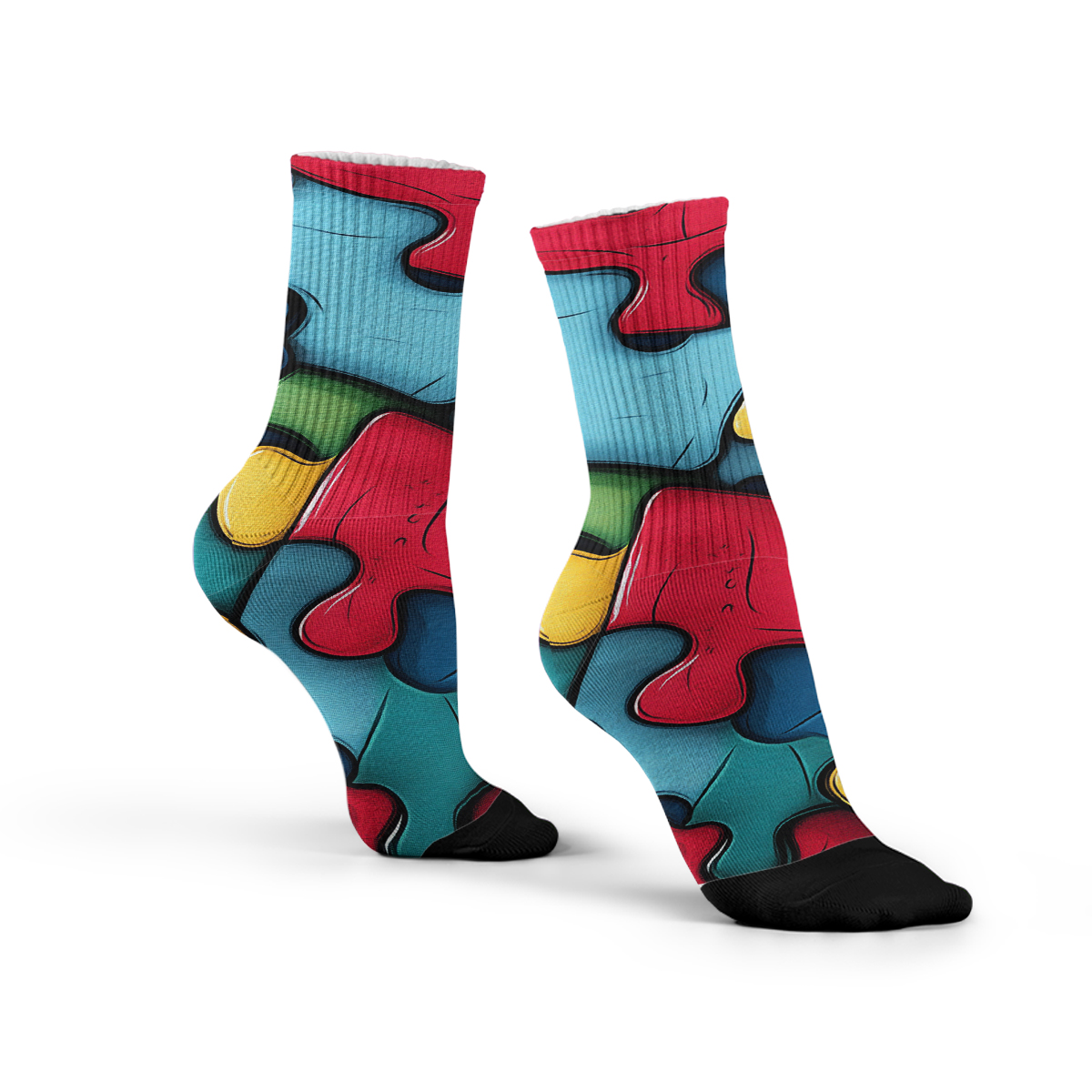 Colorful Puzzle Piece Unisex Tube Designer Socks C127