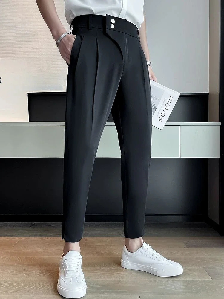 Elastic Cooling Trousers for Men Stretch Ice Silk Man Suits Pants Baggy Elegant Spring Clothes Fashion y High Quality Offer 250731