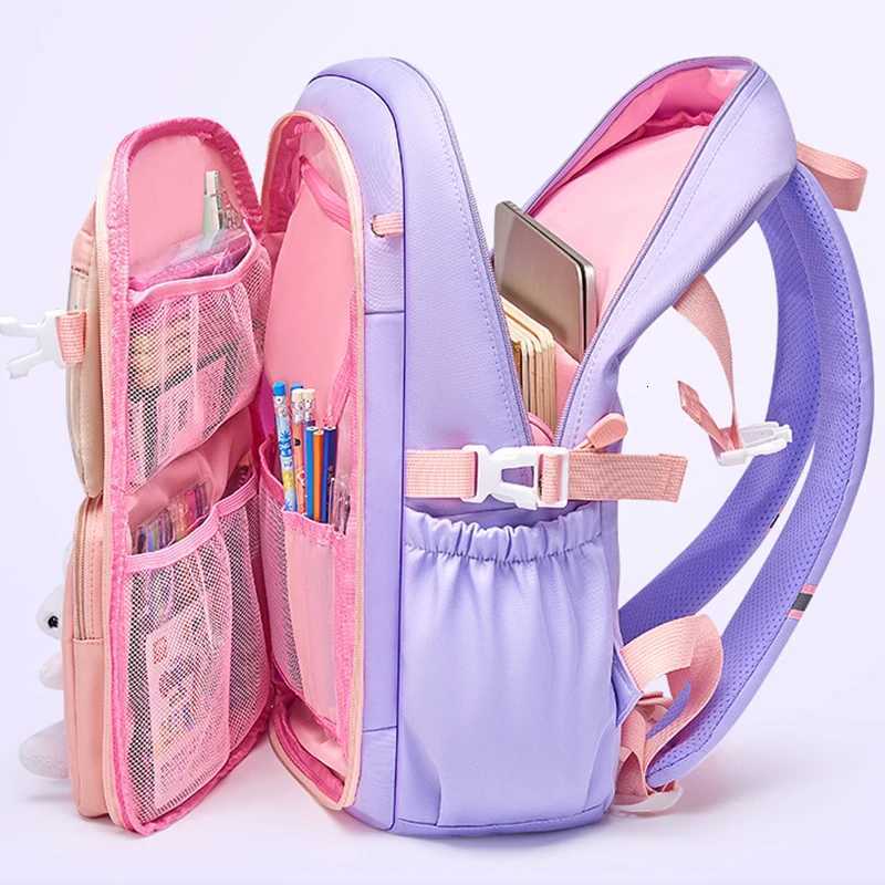 Primary School Backpack 1-5 Grade Cute Colorful School Bag For Girls Waterproof Large Capacity Cartoon rabbit Mochila Escolar S250729