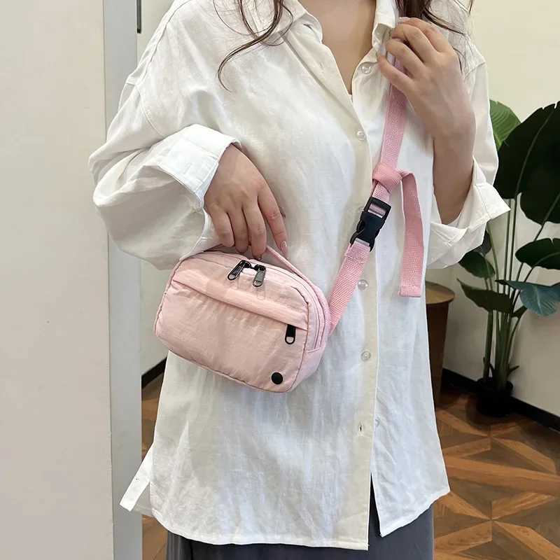Solid Color Womens Sports Shoulder Bag Soft Nylon Female Zipper Chest Bags Simple Portable Ladies Phone Purse Small Handbags Y250730