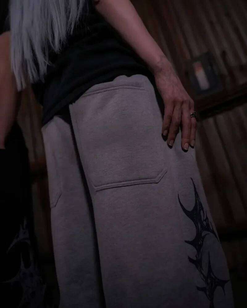 Y2K Gothic Retro Haruku Printing Loose Elastic Waist Cotton Straight Pants Hip-Hop Casual Joker Street Wear For Men and Women