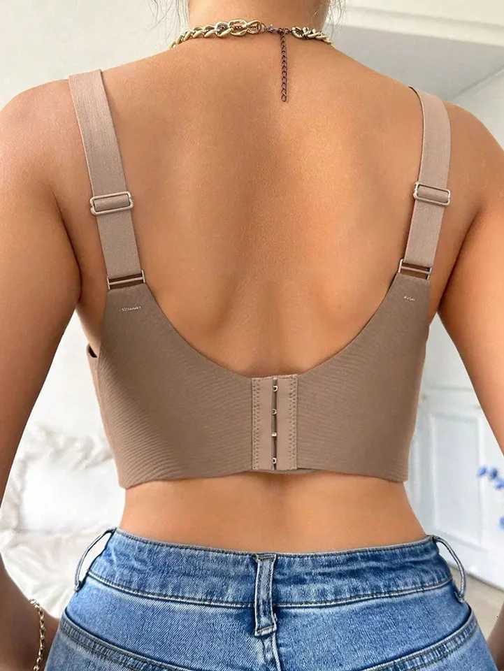 Finetoo M-4XL Womens Seamless Push-Up Bra with Removable Pads Comfortable Wireless Solid Color Adjustable Band Size Bra Top Z250730