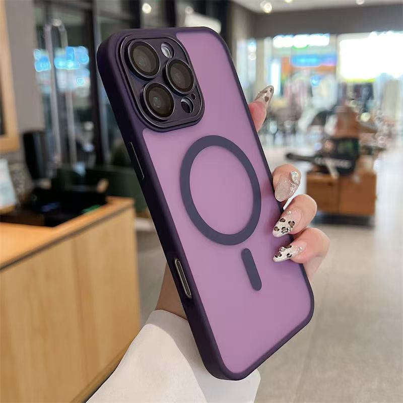 Strong Magnetic Transparent Acrylic Hard Phone Case Camera Protector Metal Keys Slim Shield for iPhone 16 15 14 13 12 11 Pro Max