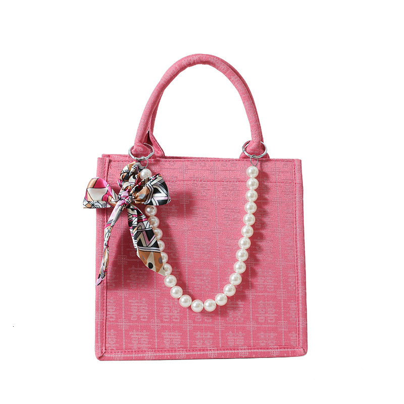 Large Capacity Tote Red Bride Wedding 2023 New Chinese Style Pearl Handbag Shoulder Bag ddmymoon