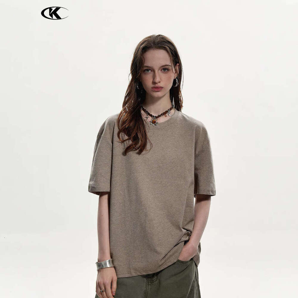 11Kn American Style Casual Loose Trendy Basic Heat-Resistant Wrinkle-Resistant Cool Antibacterial Solona Short Sleeve Round Neck T-Shirt For Men And W