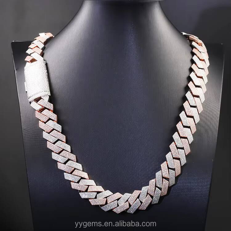 Heavy Solid Silver 20mm 4Rows GRA Moissanite Diamond Cuban Link Chain for Mens Mechanical Watch Rapper Hip Hop Necklace