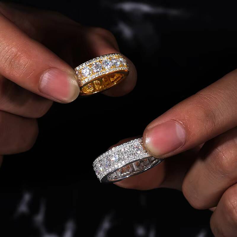 D Color Vvs1 Moissanite Diamond Eternity Ring 925 Silver Round Cut Round Moissanite Gemstone Engagement Wedding Ring