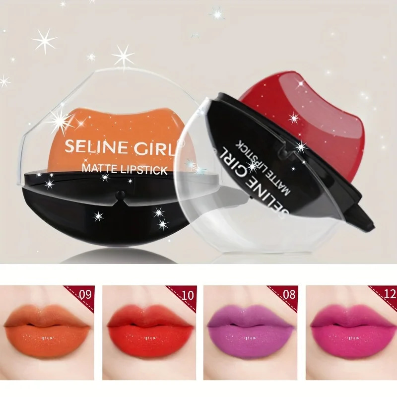 12 Colors Lip-Shaped Lipstick - Velvet Matte Finish Waterproof Smudge Proof Lipstick - Perfect Valentines Day Gift for Her 250730