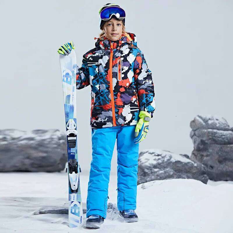 -30 Degree Children Clothing Set Boys Girl Kids Snowboard Ski Suit Waterproof Outdoor Sports Jacket Pants Clothes Snowsuit Teen