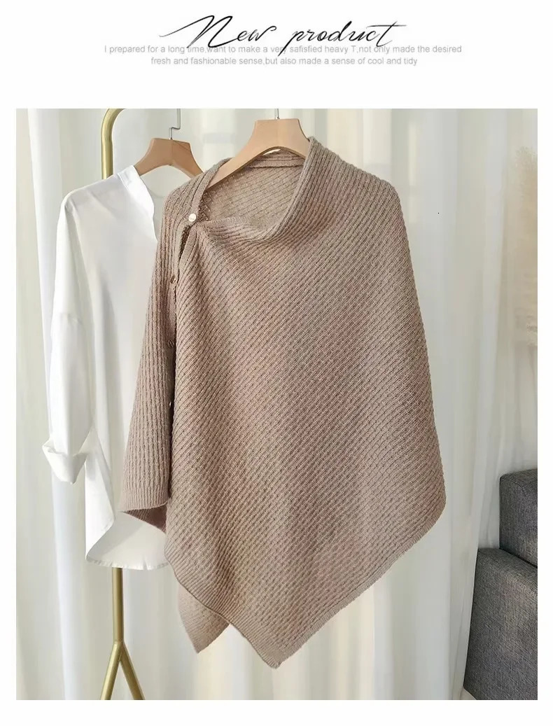 7 Color Autumn Knitted Smock Button Cardigan Style Short Loose Shawl Overall Fashion Ring Used Thin Poncho Capes Wear 250729