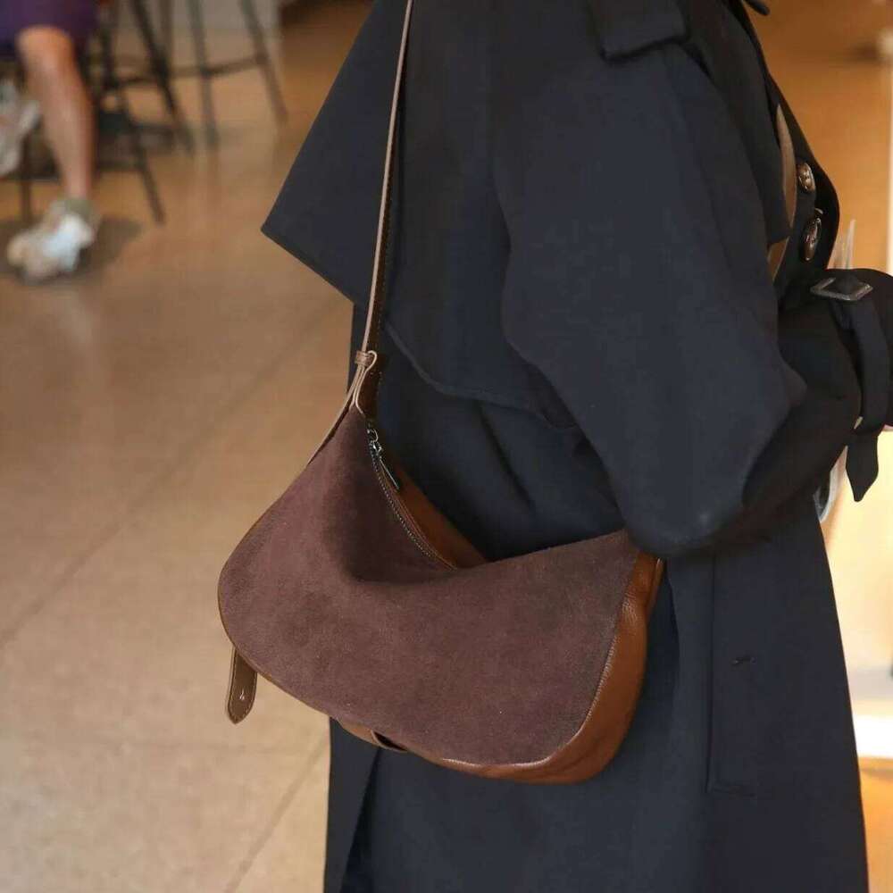 Female Genuine Cowhide Suede Soft Leather Purses And Handbags ,Ladies' High-Quality Retro Pop Fashion Shoulder Crossbody Bag 250731