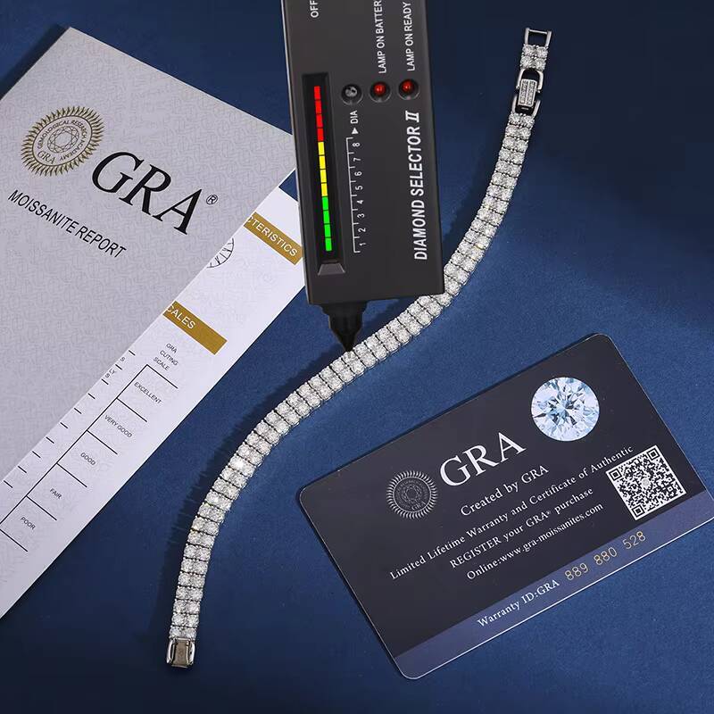 2 Row Vvs Moissanite Party Jewelry 925 Sterling Silver Luxury Glamour Iced Out Jewelry Tennis Bracelet for Gift