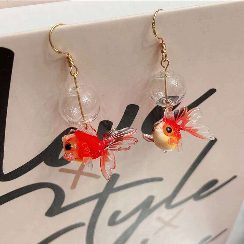 Cute Fish Asymmetrical For Unique Goldfish Pendant Long Fashion Women Koi Earring Design Jewelry Wholesale