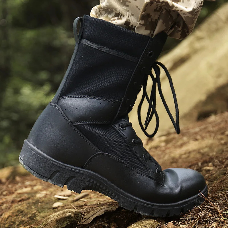 Mens High Top Training Boots Genuine Leather Boots Outdoor Anti slip Wear-resistant Hiking Work shoes Fashionable Sneaker 250729