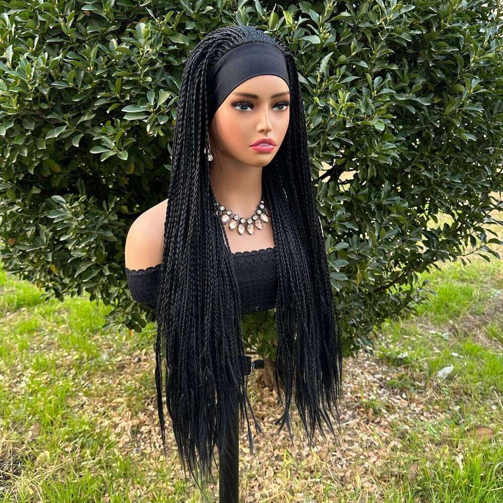 Ombre Brown Long Headband Box Braids Braided African Dreadlock Wig Synthetic Braiding Beauty Hair Wigs For Women/Men