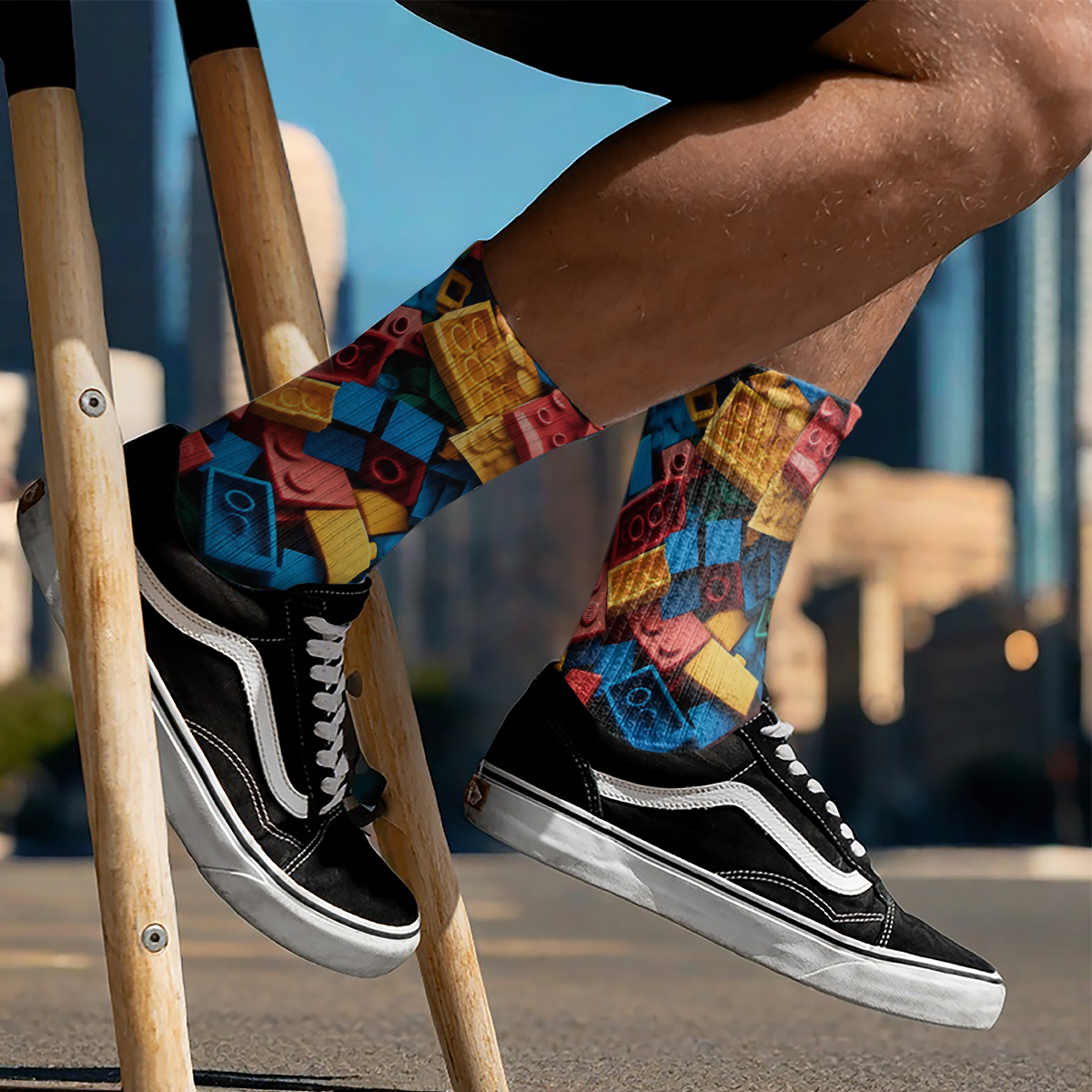 Colorful Building Blocks Pattern Unisex Tube Designer Sock C111