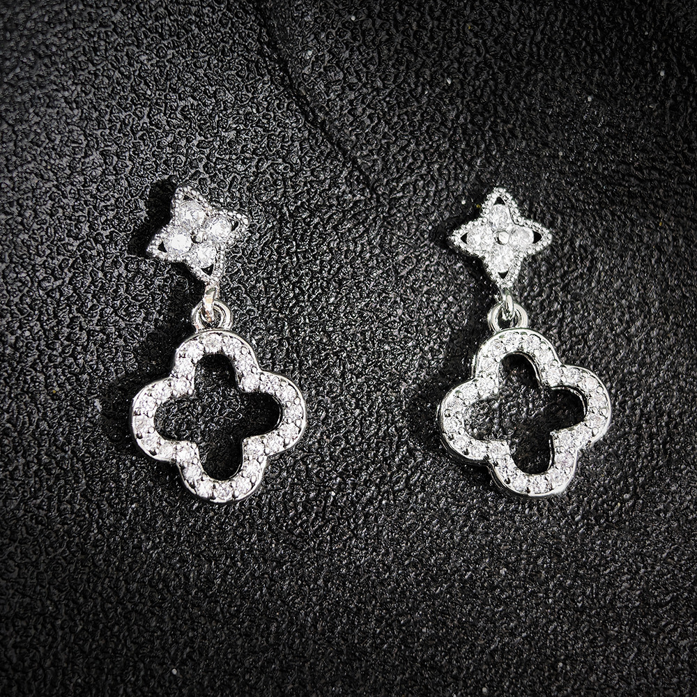 shein Simple Micro Pave Zircon Elegant Star Palace Style Earrings e8097