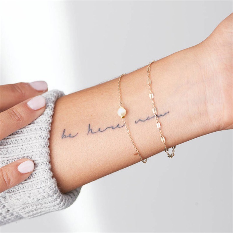 Madam And American Trend Simple Bracelet Double Layer Personality Stainless Steel Chain Bracelet Light Designer Bracelet Luxury Stacked Pearl Jewelry 