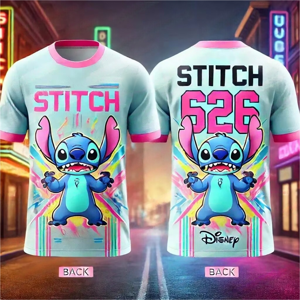 Disney Stitch Messi Collaboration T-Shirt Cute Stylish Comfortable Summer Jersey for Kids Adults Boys Girls W250617