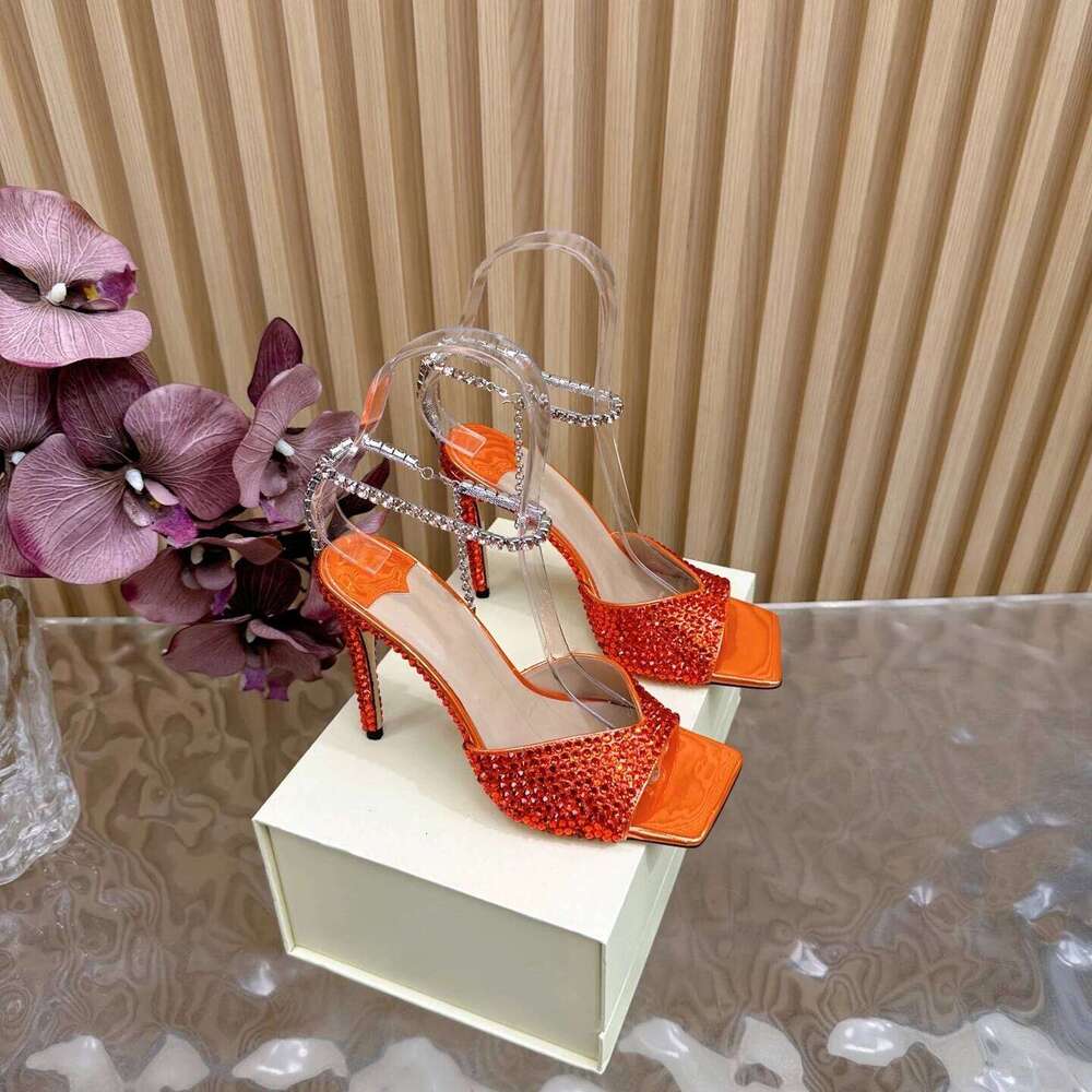 Women Size34-42 Genuine Leather Crystals Sandals Super High Heels Pumps Wedding Summer Designer Shoes Zapatillas De Mujer 59f