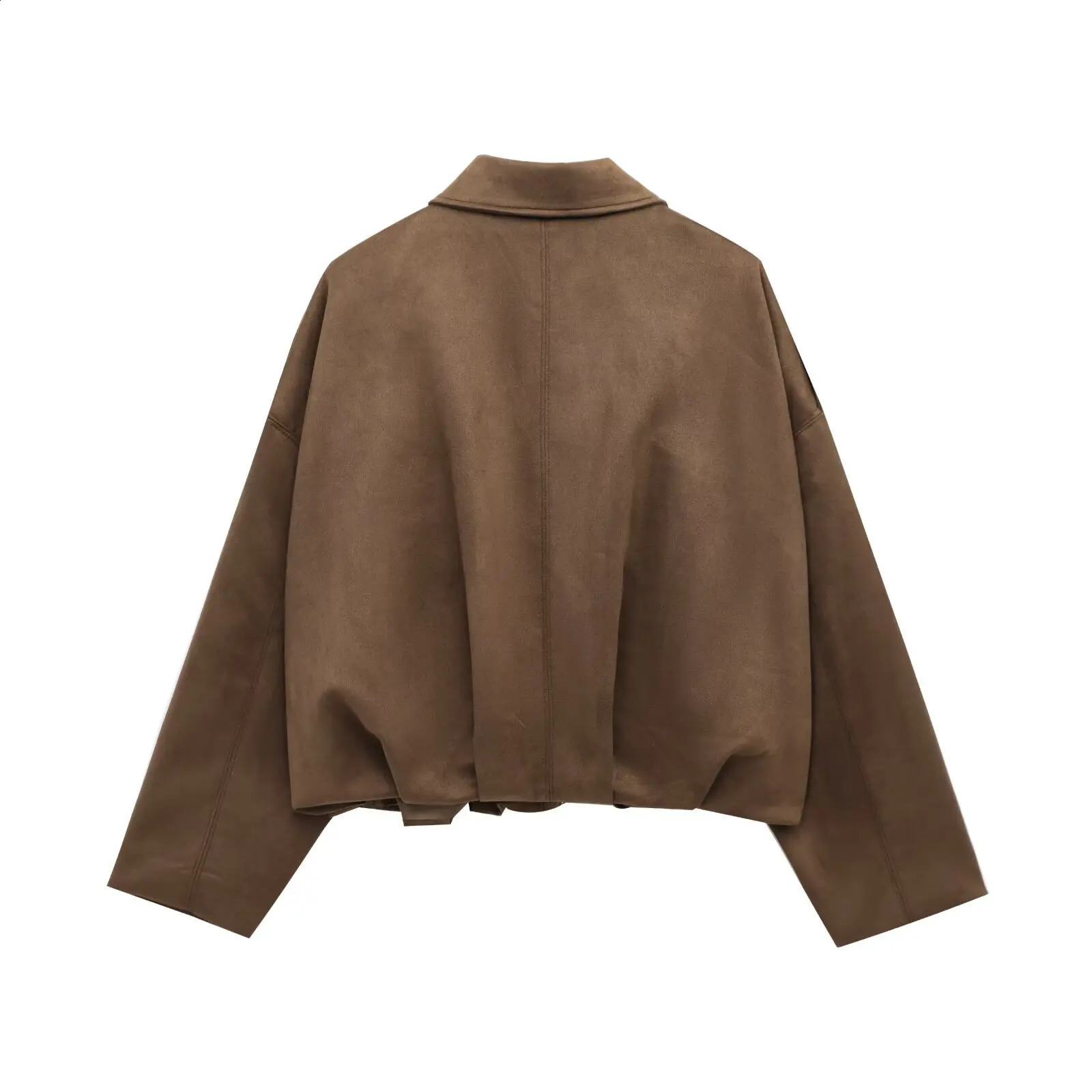 Spring 2 Color Womens Solid Elegant Jacket Suede Short Coat Casual Long Sleeve Zipper Jackets for Women Outerwear 250725