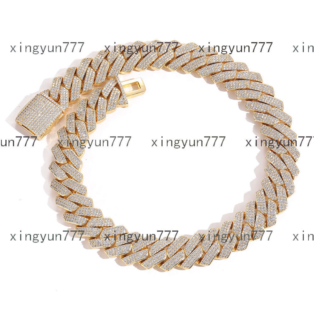 Men Hip Hop Jewelry 20mm Cuban Chain Necklace Gold Plated Iced Out Cz Prong Cuban Link Chain Necklace Diamond Cuban Chain