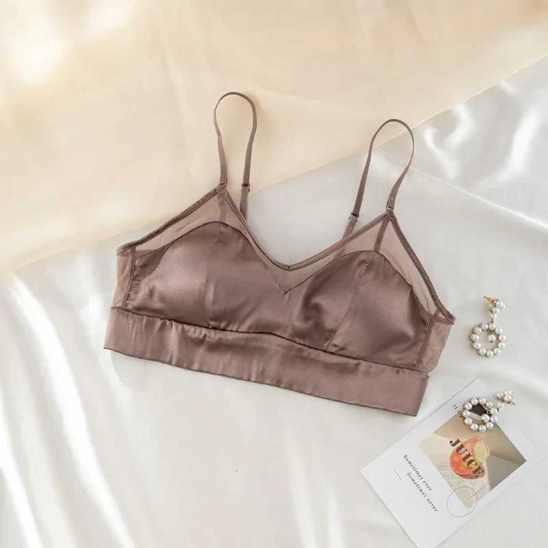 Womens Summer Mulberry Silk Satin French Solid THin SmooTH Silk 3/4 Cup Underwear Ladies Bra Z250730