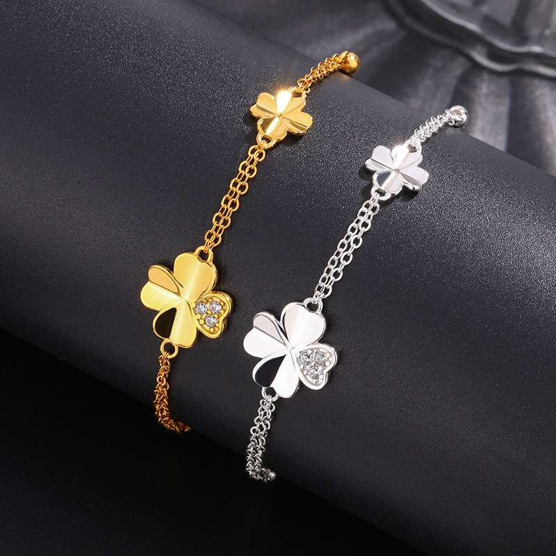 S999 Pure Madam Silver Lucky Four-leaf Clover Bracelet For Designer Bracelet Women, Light Luxury High-end Bracelet 2025 New Model Gift For Girlfriend 
