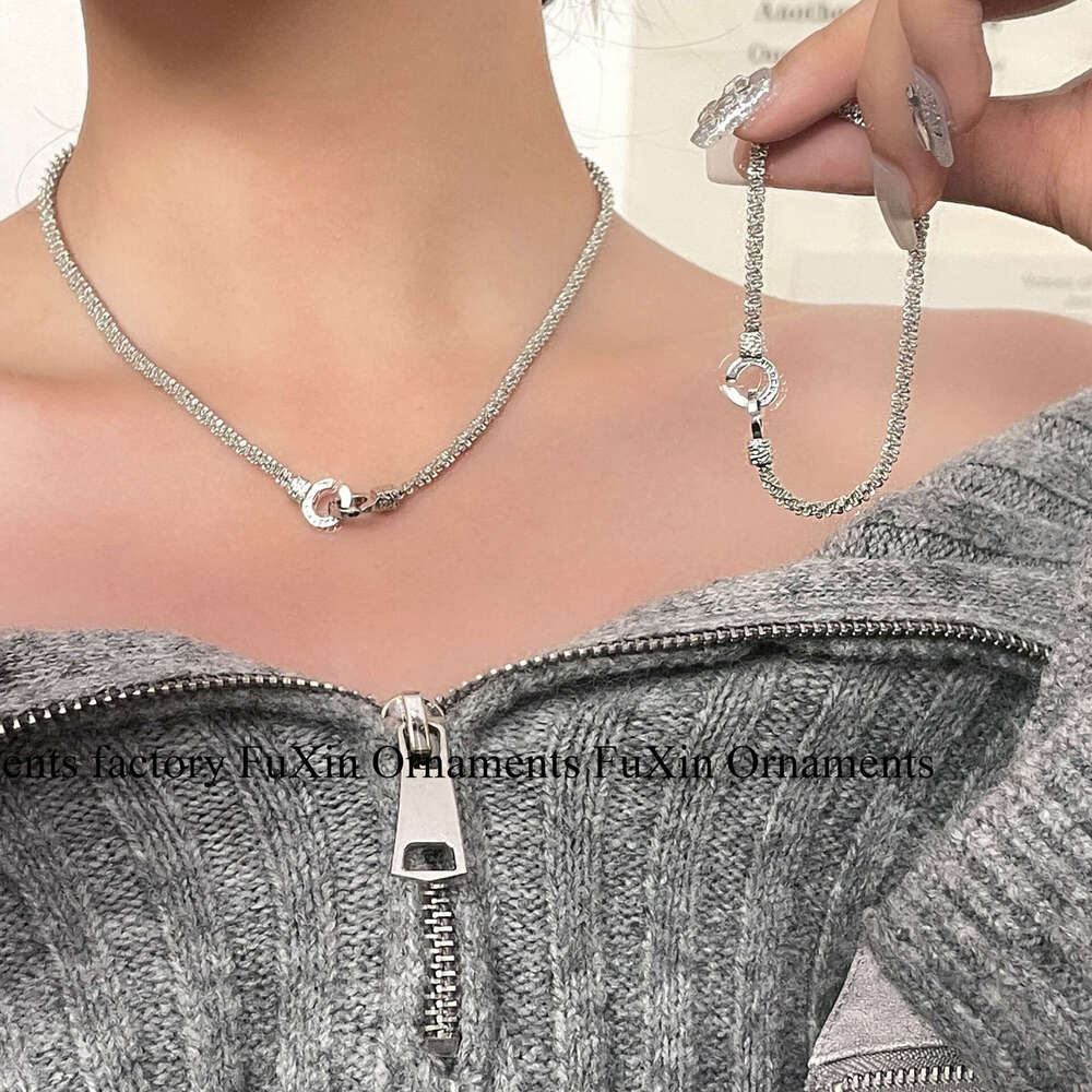 New Double Ring Lock Necklace Starry Sky Creative Personality Niche Bracelet for Women Simple Versatile Jewelry 203