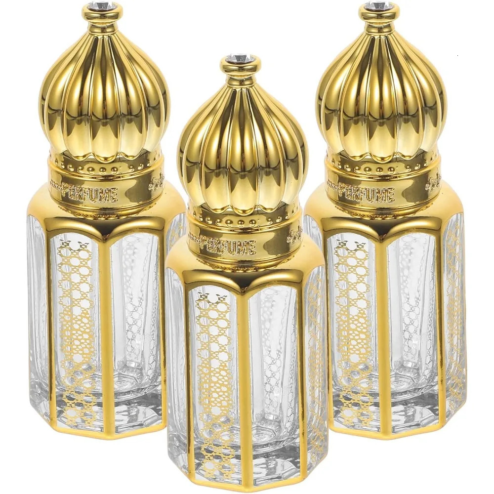 20PCS Essential Oil Bottle 3/6/12ML Portable Mini Gold Refillable Perfume Dropper Bottle Liquid Containers Roll on Bottle 250726